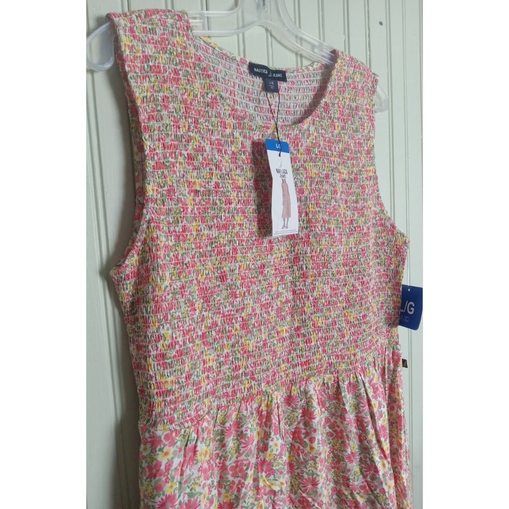 Nautica Women’s Floral Maxi Dress Large 100% Viscose Boho Summer Vacation